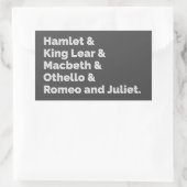 Shakespeare Plays I Rechthoekige Sticker (Tas)