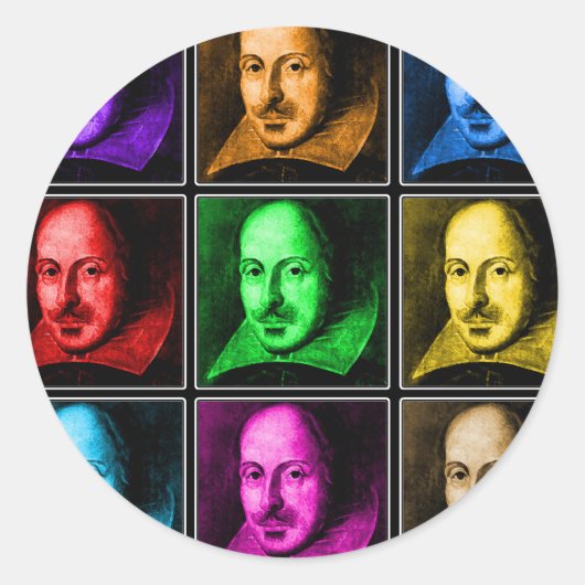 Shakespeare Pop Art Ronde Sticker (Voorkant)