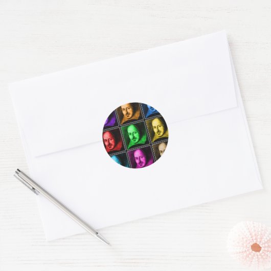 Shakespeare Pop Art Ronde Sticker (Envelop)