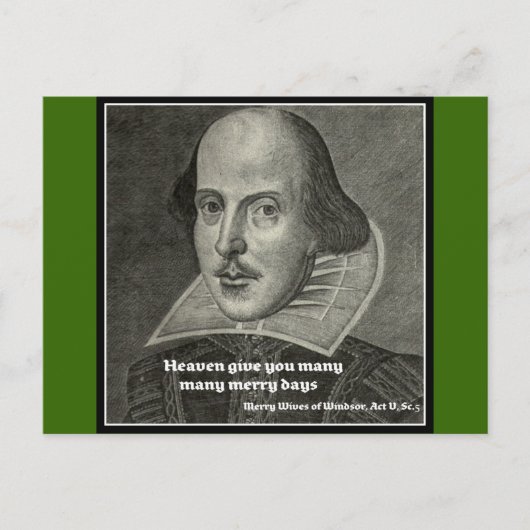 SHAKESPEARE-PORTRAAL MET QUOTE BRIEFKAART (Voorkant)