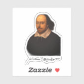 Shakespeare portret en handtekening sticker (Vel)