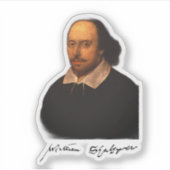Shakespeare portret en handtekening sticker (Voorkant)