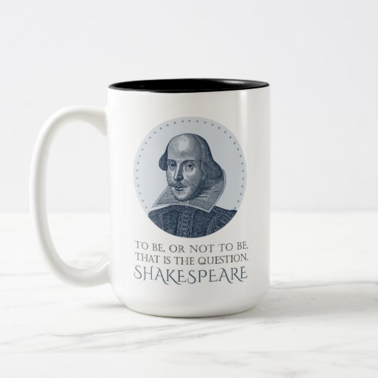 Shakespeare-portret met om al dan niet een offerte tweekleurige koffiemok (Links)