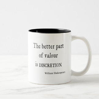 Shakespeare Quote Beter Deel van Valor Discretion Tweekleurige Koffiemok