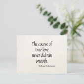 Shakespeare Quote Course of True Love Run Smooth Briefkaart (Staand voorkant)
