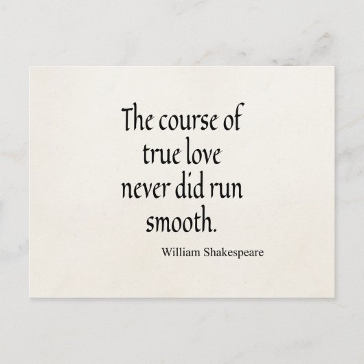 Shakespeare Quote Course of True Love Run Smooth Briefkaart (Voorkant)