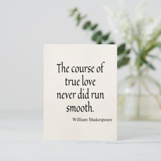 Shakespeare Quote Course of True Love Run Smooth Briefkaart (Staand voorkant)