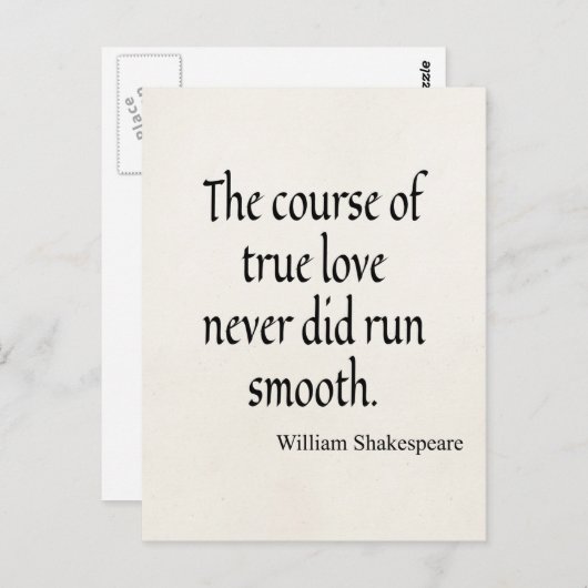 Shakespeare Quote Course of True Love Run Smooth Briefkaart (Voorkant / Achterkant)