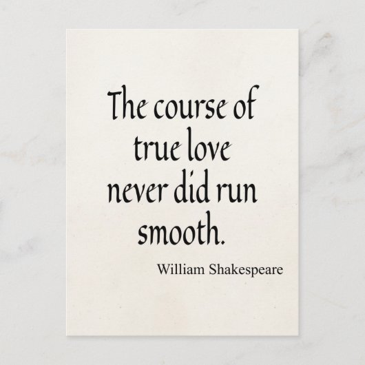 Shakespeare Quote Course of True Love Run Smooth Briefkaart (Voorkant)