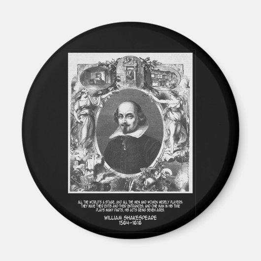 Shakespeare Quote ~ De hele wereld is een podium Magneet (Voorkant)