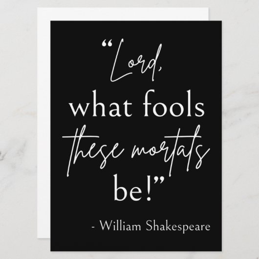 Shakespeare Quote - Fool Mortals II Kaart (Voorkant / Achterkant)