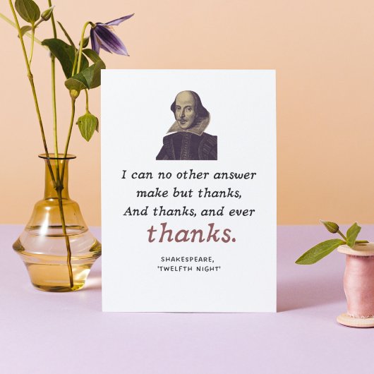 Shakespeare Quote Literary Gratitude Theater Bedankkaart