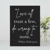 Shakespeare Quote - Love, Trust, and Wrong II Kaart (Staand voorkant)
