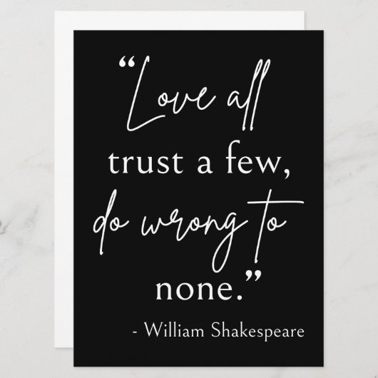 Shakespeare Quote - Love, Trust, and Wrong II Kaart (Voorkant / Achterkant)
