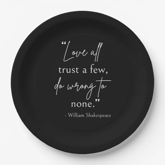 Shakespeare Quote - Love, Trust, and Wrong II Papieren Bordje (Voorkant)