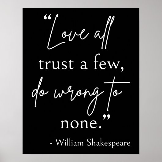 Shakespeare Quote - Love, Trust, and Wrong II Poster (Voorkant)