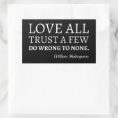 Shakespeare Quote - Love, Trust, and Wroning I Rechthoekige Sticker (Tas)