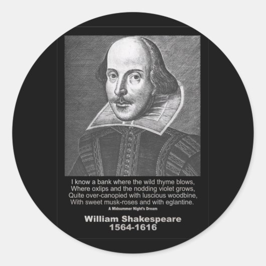 Shakespeare Quote MidSummer Night's Dream Ronde Sticker (Voorkant)