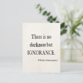 Shakespeare Quote No Darkness but Ignorance Quotte Briefkaart (Staand voorkant)