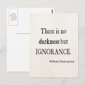 Shakespeare Quote No Darkness but Ignorance Quotte Briefkaart (Voorkant / Achterkant)