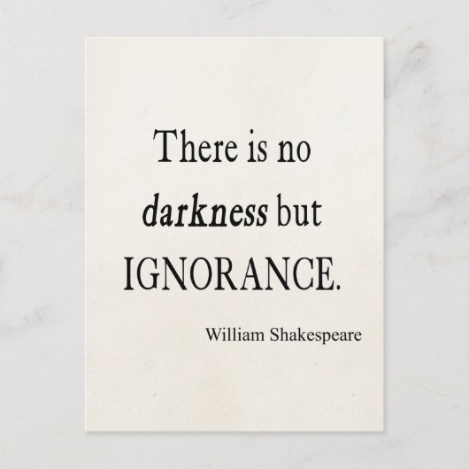 Shakespeare Quote No Darkness but Ignorance Quotte Briefkaart (Voorkant)