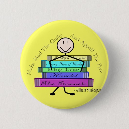Shakespeare Quote Stick People Design Ronde Button 5,7 Cm (Voorkant)