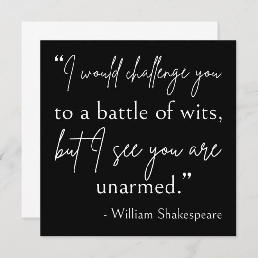 Shakespeare Quote - strijd om wit II Kaart (Voorkant / Achterkant)