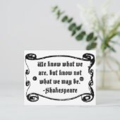 Shakespeare Quote, weet wat we zijn Briefkaart (Staand voorkant)