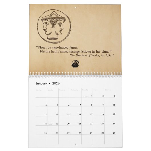 Shakespeare Quotes Yarly Calendar Kalender (Jan 2026)