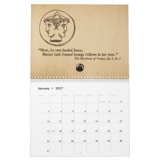 Shakespeare Quotes Yarly Calendar Kalender (Jan 2027)