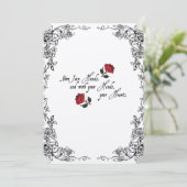 Shakespeare Red Roses huwelijksuitnodiging Kaart (Staand voorkant)