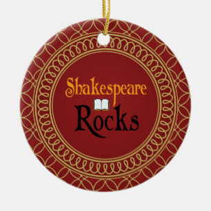 Shakespeare Rocks Red en Gold Keepomwille Gift Keramisch Ornament