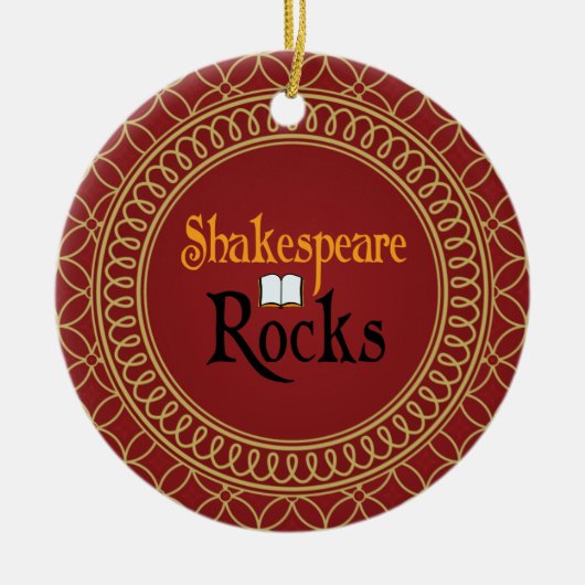 Shakespeare Rocks Red en Gold Keepomwille Gift Keramisch Ornament (Voorkant)