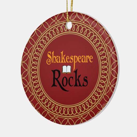 Shakespeare Rocks Red en Gold Keepomwille Gift Keramisch Ornament (Links)