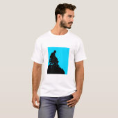 Shakespeare Silhouet met Helder Blauwe Achtergrond T-shirt (Voorkant volledig)