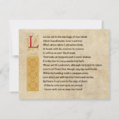 Shakespeare Sonnet 116 (CXVI) op perkament Kaart (Achterkant)