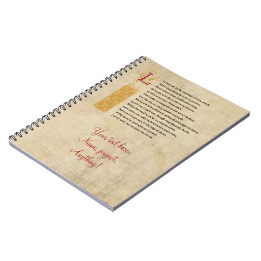 Shakespeare Sonnet 116 (CXVI) op perkament Notitieboek (Linkerzijde)