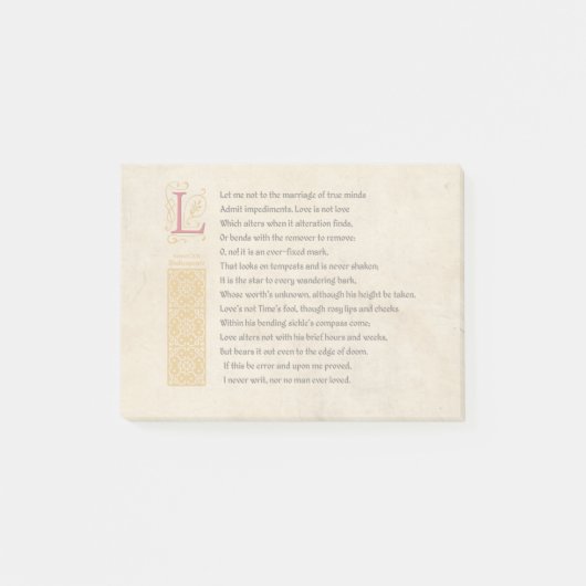 Shakespeare Sonnet 116 (CXVI) op perkament Post-it® Notes (Voorkant)