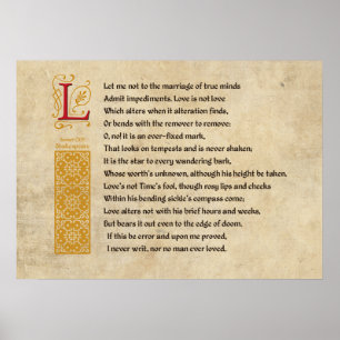 Shakespeare Sonnet 116 (CXVI) op perkament Poster