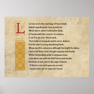 Shakespeare Sonnet 116 (CXVI) op perkament Poster