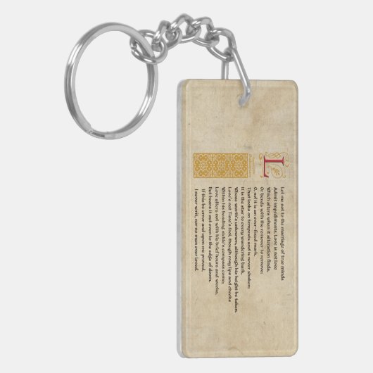 Shakespeare Sonnet 116 (CXVI) op perkament Sleutelhanger (Voorkant Links)