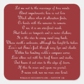 Shakespeare Sonnet 116 Square Magnet Vierkante Sticker (Voorkant)