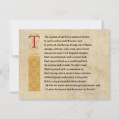 Shakespeare Sonnet 129 (CXXIX) op Parchment Kaart (Achterkant)
