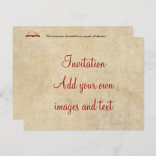 Shakespeare Sonnet 129 (CXXIX) op Parchment Kaart (Voorkant / Achterkant)