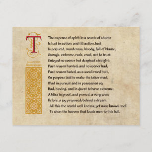 Shakespeare Sonnet 129 (CXXIX) op Parchment Kaart