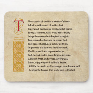 Shakespeare Sonnet 129 (CXXIX) op Parchment Muismat
