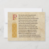 Shakespeare Sonnet 146 (CXLVI) op perkament Kaart (Achterkant)