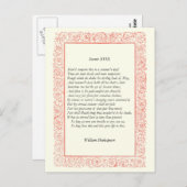 Shakespeare Sonnet # 18 Briefkaart (Voorkant / Achterkant)