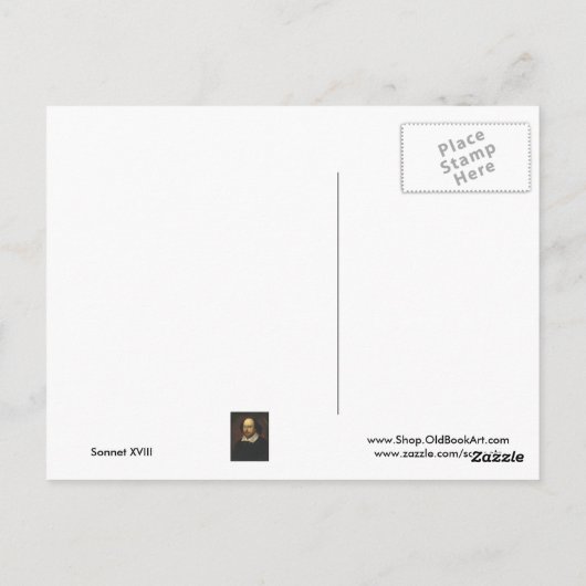 Shakespeare Sonnet # 18 Briefkaart (Achterkant)