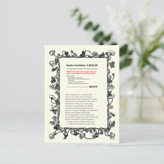 Shakespeare Sonnet # 18 Briefkaart (Staand voorkant)